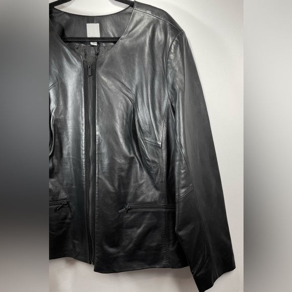 NWT HALOGEN Women’s Plus Size 100% Leather Jacket Size 24W - Picture 3 of 16